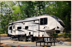 A fifth wheel camper in our campground
